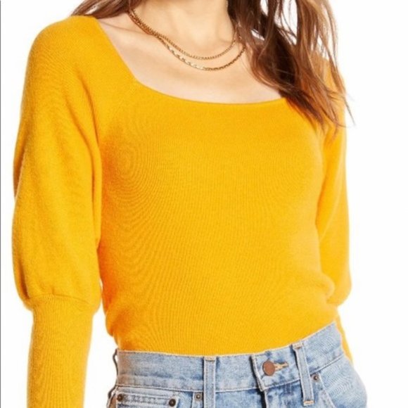 Something Navy Sweaters - NWOT Something Navy Square Neck Sweater Mustard Top